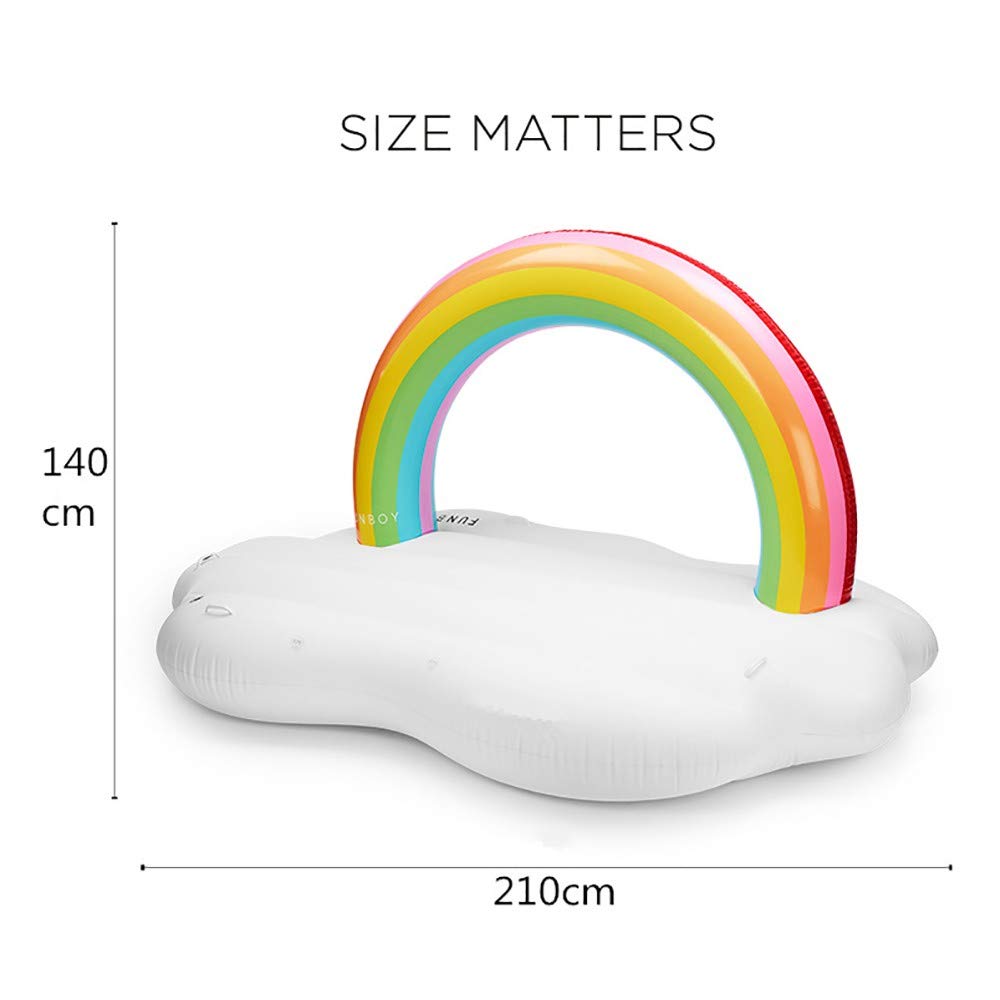 Regenbogen Luftmatratze Pool,Aufblasbare Wolke mit Regenbogen, Riesen Luftmatratze, Wasser-Liege, Pool-Lounge, Schwimmreifen für Kinder und Erwachsene