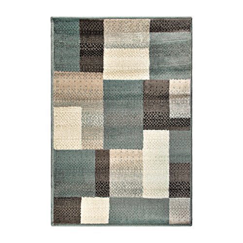 SUPERIOR Designer Clifton Collection Area Rug - Modern Area Rug, 8 mm Pile, Geometric Trellis Pattern with Jute Backing, Light Blue, 2' x 3'