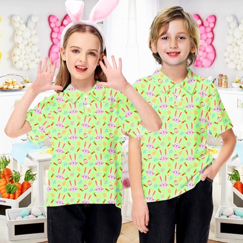 Image of AOBUTE Kids 4th of July Polo American Flag Short Sleeve Button Down Shirts Tops 3-14 Years