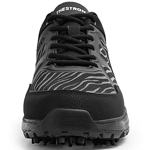 Image of THESTRON Men Golf Shoes Mesh Breathable Breathable Golf Walking Sport Sneakers 7 Spikes Golf Trainers