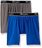 Champion Men's 2-Pack Tech Performance Boxer Brief, Awesome Blue/Dynamic Grey Heather, Large