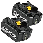 2 Pack 5.0Ah BL1830 Replacement Battery Compatible with Ma-kita 18V Batteries BL1850 BL1830 BL1850B BL1860B BL1860 BL1830B BL1840 BL1820 BL1815 BL1835 BL1845