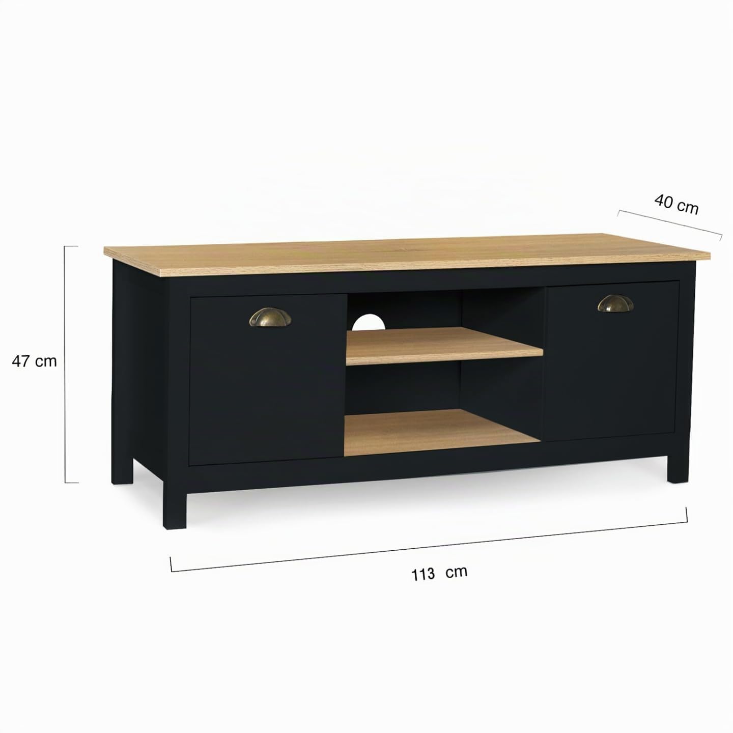 IDMarket – Mueble TV 113 cm Campaña ISIS Madera y Negro
