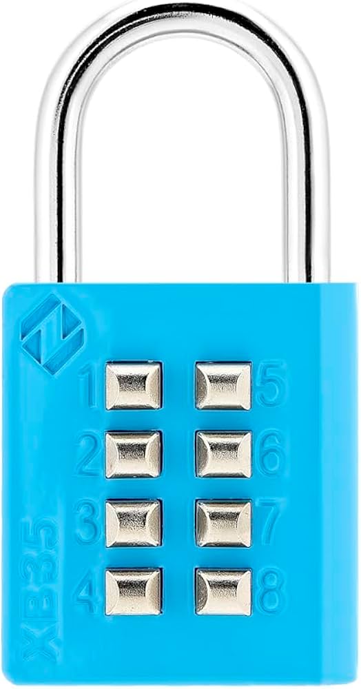 Zarker XB35 8-Digit Push Button Combination Padlock, 4 Digit
