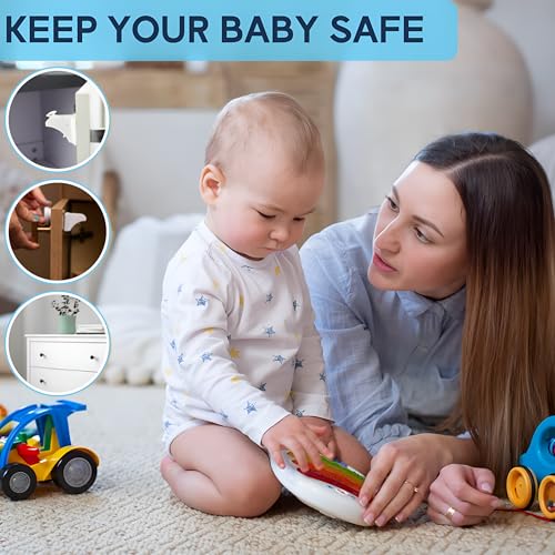 Image of Baby Proof Me Baby Proofing Magnetic Child Safety Cabinet Locks, 6-Pack | Childproof Your Home, Invisible Drawer Locks, Unlocks With Magnetic Key, Fits Cupboards & Cabinets, No-Drill Install, 2 Keys