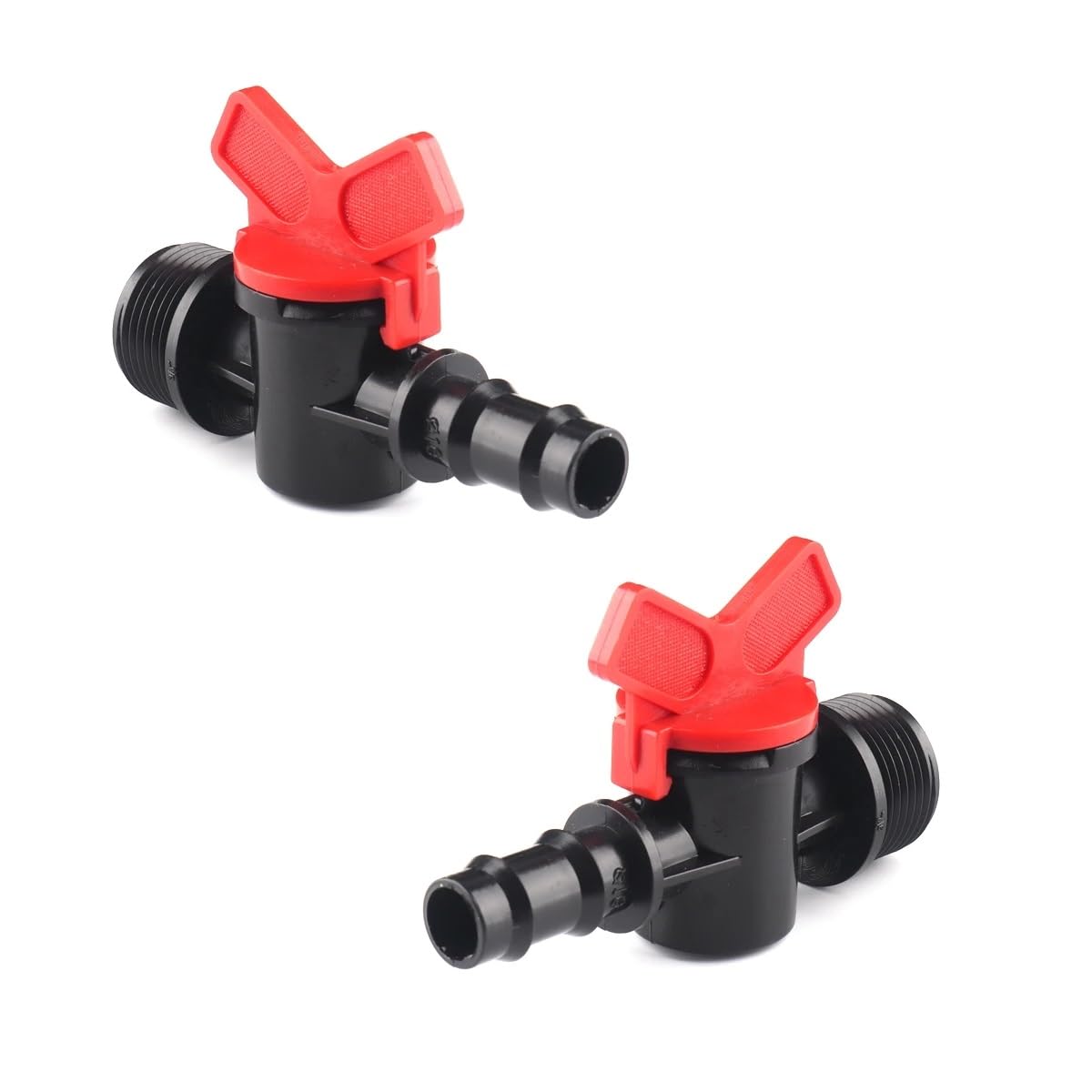 MiJunHD 16mm Hose Barb to G3/4≈25mm≈DN20 Male Thread, 2PCS Drip Irrigation Switch Valve, PE Pipe Hose Tube Shut-off Plastic Valve