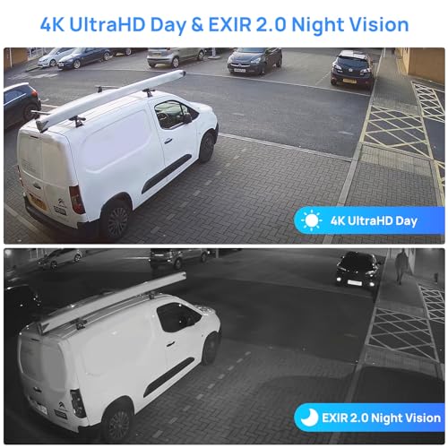 Image of VIKYLIN 4K 8MP PoE IP Camera Outdoor, 4K PoE Turret Camera with Human Vehicle Detection,2.8mm Lens, 98ft EXIR2.0 Night Vision,Built-in Mic, WDR,IP67 Weatherproof, Plug & Play,Blue Iris, NDAA Compliant