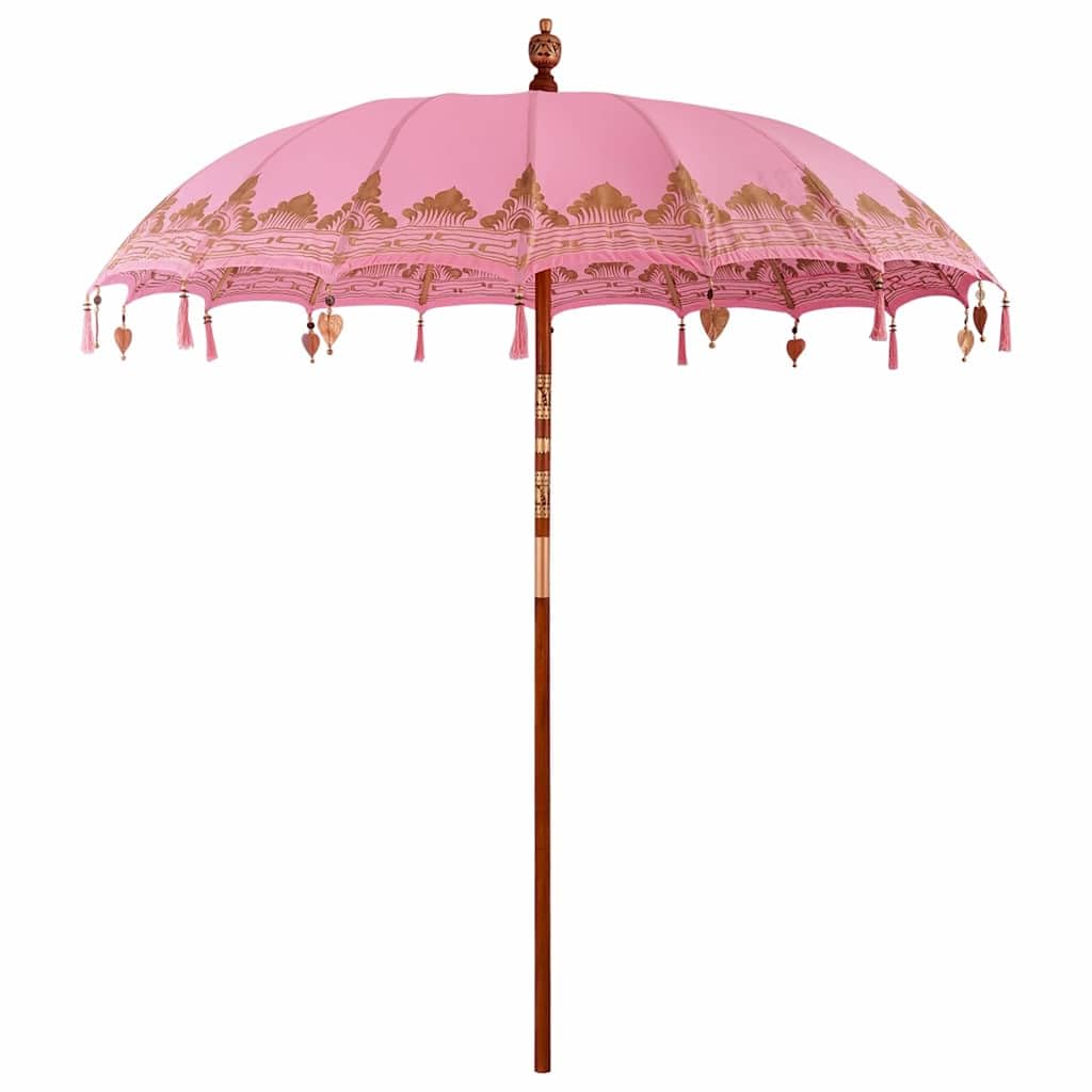 Ombrellone balinese, rosa, 215 x 215 cm, in legno massello