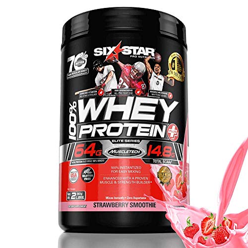 Image of Whey Protein Powder | Six Star Whey Protein Plus | Whey Protein Isolate & Peptides | Lean Protein Powder for Muscle Gain | Muscle Builder for Men & Women | Strawberry, 2 lbs (Package May Vary)