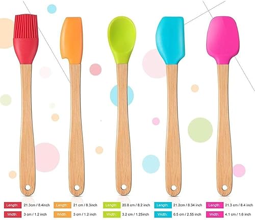 Miniatura 7 de Mini espátula de silicona cepillo raspador cuchara pala con mango de madera antiadherente resistente al calor herramientas para hornear utensilios