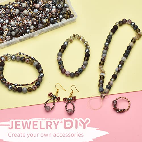 Image of Rired 27 Craft Beads Bracelet Making Kit, 900pcs Grey Beads Include Assorted Glass Beads, Bicone Beads, Spacer Seed Beads for Jewelry Making, Necklace, Phone Charms and DIY Earrings