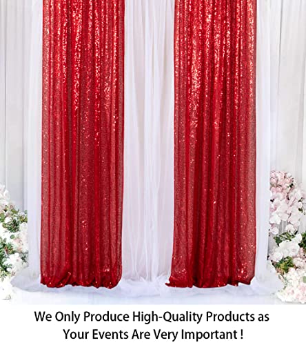 Cortinas Lentejuelas ShinyBeauty 2 Paneles Rojo 2FTx8FT miniatura 2