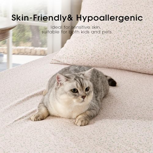 Image of FreshCulture Floral Bed Sheets - Ultra Soft Full Size Bed Sheets - Brushed Microfiber Pink Floral Sheets - Deep Pockets - Easy Care - Hotel Luxury 4 Piece Flower Printed Sheets Full, Calico