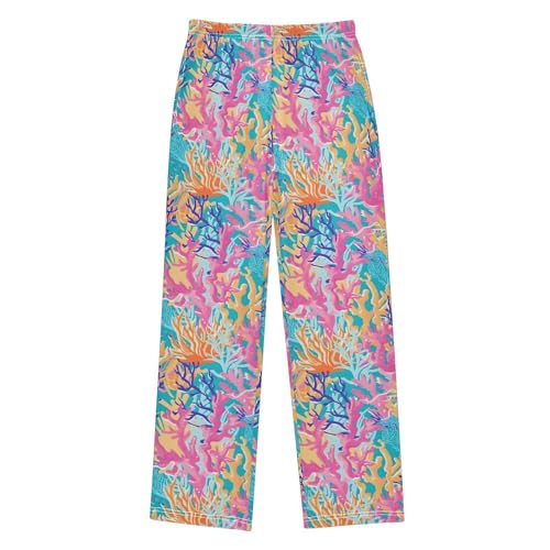 Vector Seamless Tropical Pattern with Coral Reef Pajamas Bottoms with Pockets Comfy Pjs Sleepwear Elastic Waistband Pajamas Pants Lounge Pants for 6-14 Years