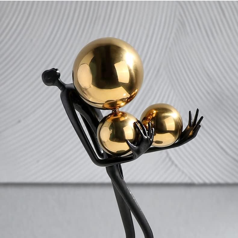 Miniatura 5 de Escultura de estatua de feng shui chino, estilo moderno y simple, bola de sujeción de metal, decoración de personajes, oficina, hotel, sala de