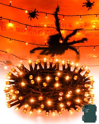 Kelumi Halloween String Lights Battery Operated Orange Fariy Lights with Timer Waterproof 9.8ft 30 LED Halloween Decorations for Outdoor Indoor Patio Party Garden Yard Decor