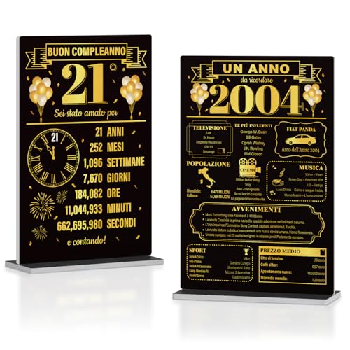 Putuo Decor Decorazioni 21 Anni e Anno di Nascita 2004, Set da Tavolo in PVC per Festa di Compleanno