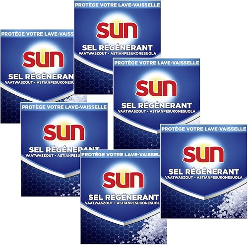 SUN CLASSIC - Sel Regénérant 1Kg pour lave-vaisselle - Lot de 6 - Offre économique