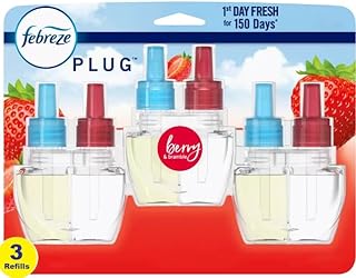 Febreze Odor-Fighting Fade Defy PLUG Air Freshener Refill (3) .87 fl. oz. Oil Refills (Berry & Bramble)