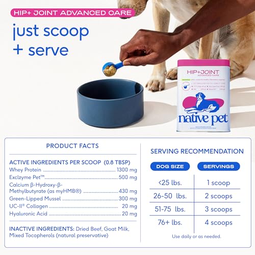 Image of Native Pet Omega 3 Fish Oil for Dogs 16Oz & Advanced Care Hip & Joint Supplement for Dogs 12.7Oz Powder for Mobility & Movement - Supports Healthy Skin, Coat, Joints, Cartilage & Muscle