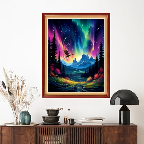 Image of Artvxeay Stamped Cross Stitch Kits - Embroidery Kits for Beginners Cross Stitch Kits for Adults 11 CT Printed Patterns Needlepoint Kits- Aurora Borealis Night Scene 16x20 inch