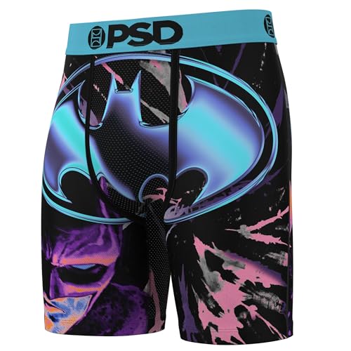 PSD Men's Boxer Briefs - Batman Acid, 7 Inch Inseam, Moisture-Wicking, 4-Way Stretch, Boxer Briefs for Men, Medium