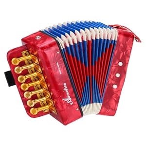 QUARKZMAN Knopfakkordeon Mini-Musikinstrument Rot