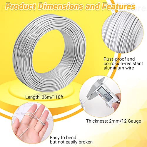 aluminum armature wire for sculpting 2 mm thickness metal bendable wire flexible wrapping weaving for crafts jewelry making doll armature modeling diy 12 gauge 118 ft silver