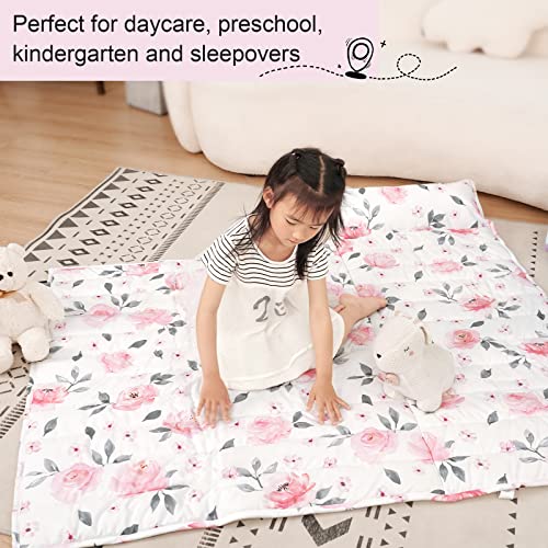 Phf Floral Toddler Nap Mat Set, With Removable Pillow For Toddler Girls, Soft And Lightweight For Daycare, Preschool, Travel, Kindergarten Sleeping Bag, Fits Ages 3-6 Years, Floral #TOP5
