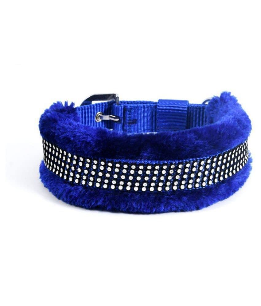 Image of Nylon Dog Collar,Pet Dog Nylon with Soft Fur Padded Puppy Collar-1 Piece (XX-Large, Blue)