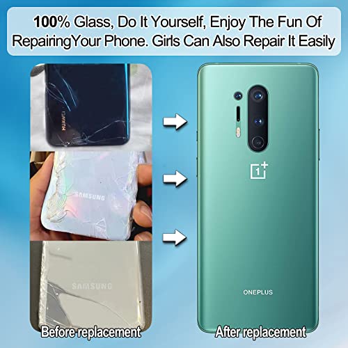 Eonpam Back Cover Glass for oneplus 8 Pro Rear Housing Replacement with Camera Lens + Repair Tool Kit Genuine Rear Glass(Black) - Image 4
