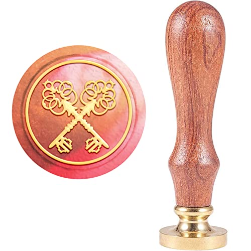 CRASPIRE Love Key Wax Seal Stamp Valentine's Day Sealing Wax Stamps Retro Wood Stamp Wax Seal 25mm Removable Brass Seal Wood Handle for Envelopes Invitations Wedding Embellishment Bottle Decoration