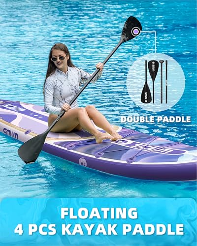 Image of 11'*33 inch /34 inch Inflatable Stand Up Paddle Board for Beginners,400 /420lbs Capacity, Anti-Slip EVA Deck, Includes Adjustable Paddle, Pump, Backpack & SUP Accessories for Surfing, Fishing, Yoga & More