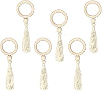 Vista 11 de Juego de 6 servilleteros de madera con cuentas de madera Servilleteros de madera rústica para decoración de mesa Servilletero de LEBEJUA hecho a