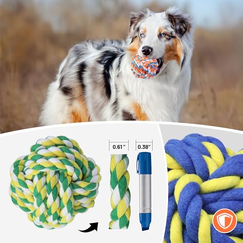 GASAPET Extra großes hundespielzeug Ball Seil für Aggressive Kauer, 5er-Pack langlebige Hundebälle für mittelgroße und große Rassen, Hundeseilspielzeug Baumwolle, Kauspielzeug für Welpen beim Zahnen