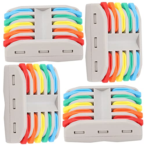 Image of Splicing Wire connectore - Electrical Wire Connectors - 5 to 5 Circuit Inline Splices - Fast Connection Terminal (4pcs, 5 to 5 Inline, Multi)