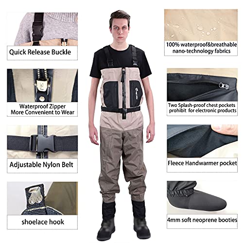Neygu Men & Women's Quick-Drain Waterproof And Breathable Chest Wader With Front Venting Zip For Fishing And Hunting,Tan Style 4Xl #TOP1