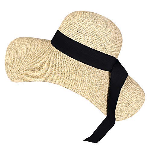 Chapéu de palha feminino de aba larga UPF 50 Chapéu de verão dobrável e flexível Chapéus de praia pa