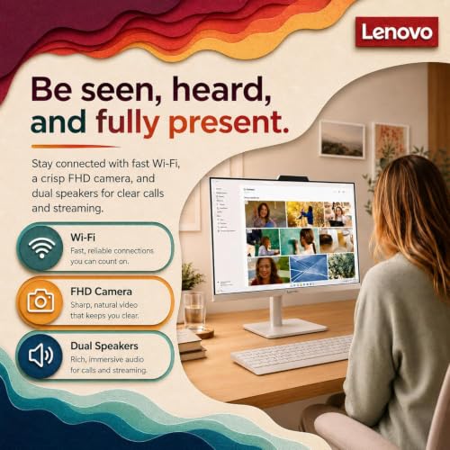 Image of Lenovo 24 inch IdeaCentre All-in-One Desktop, 32GB RAM, 2TB SSD, Full HD Anti-Glare IPS Display, Intel 4-Core, Wi-Fi 6, Windows 11, Everyday Use AIO