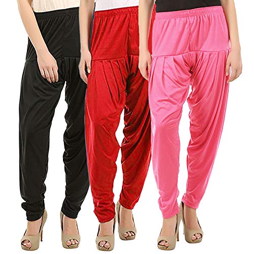 Image of Buy That Trendz Combo Offer (Pack of 3) Cotton Viscose Dhoti Patiyala Salwar Harem Bottoms Pants for Womens (Black