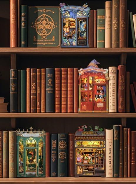 Image of Book Nook Kit - DIY Miniature House Dollhouse Kit for Adults and Teens, Booknook Tiny House Bookshelf Decor 3D Wooden Puzzle, Gifts for Family Friends. (Fantasy Plant Shop)