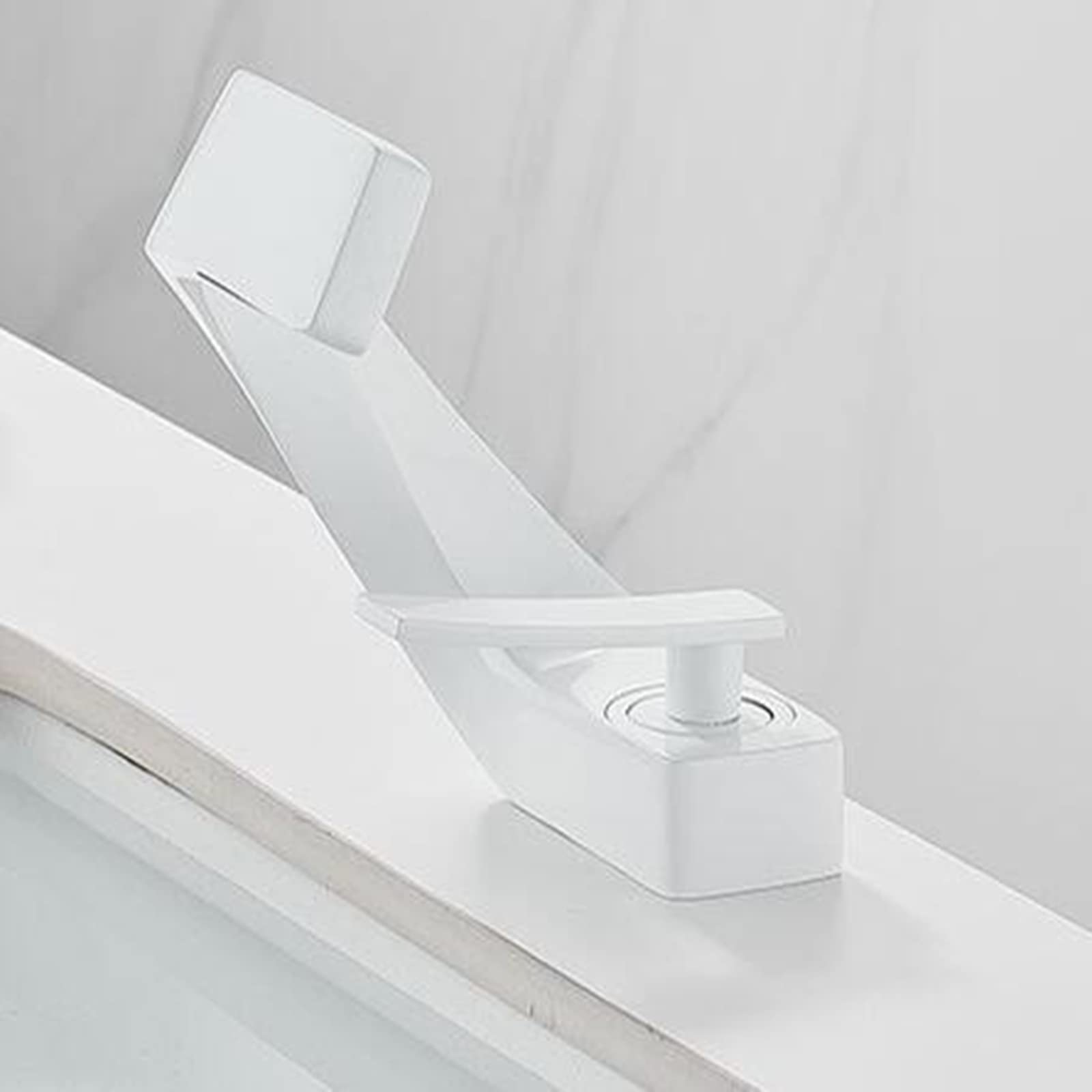 Robinet de lavabo cascade blanc mitigeur eau chaude froide laiton salle de bain