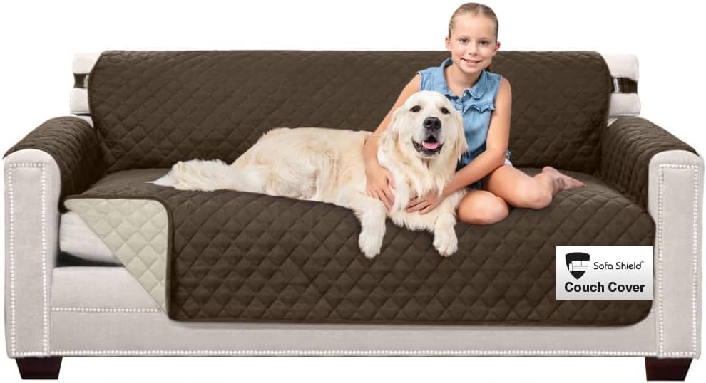 The Original SOFA SHIELD Reversible Furniture Protector, Features Elastic Strap, Sofa, Chocolate/Beige by Sofa Shield