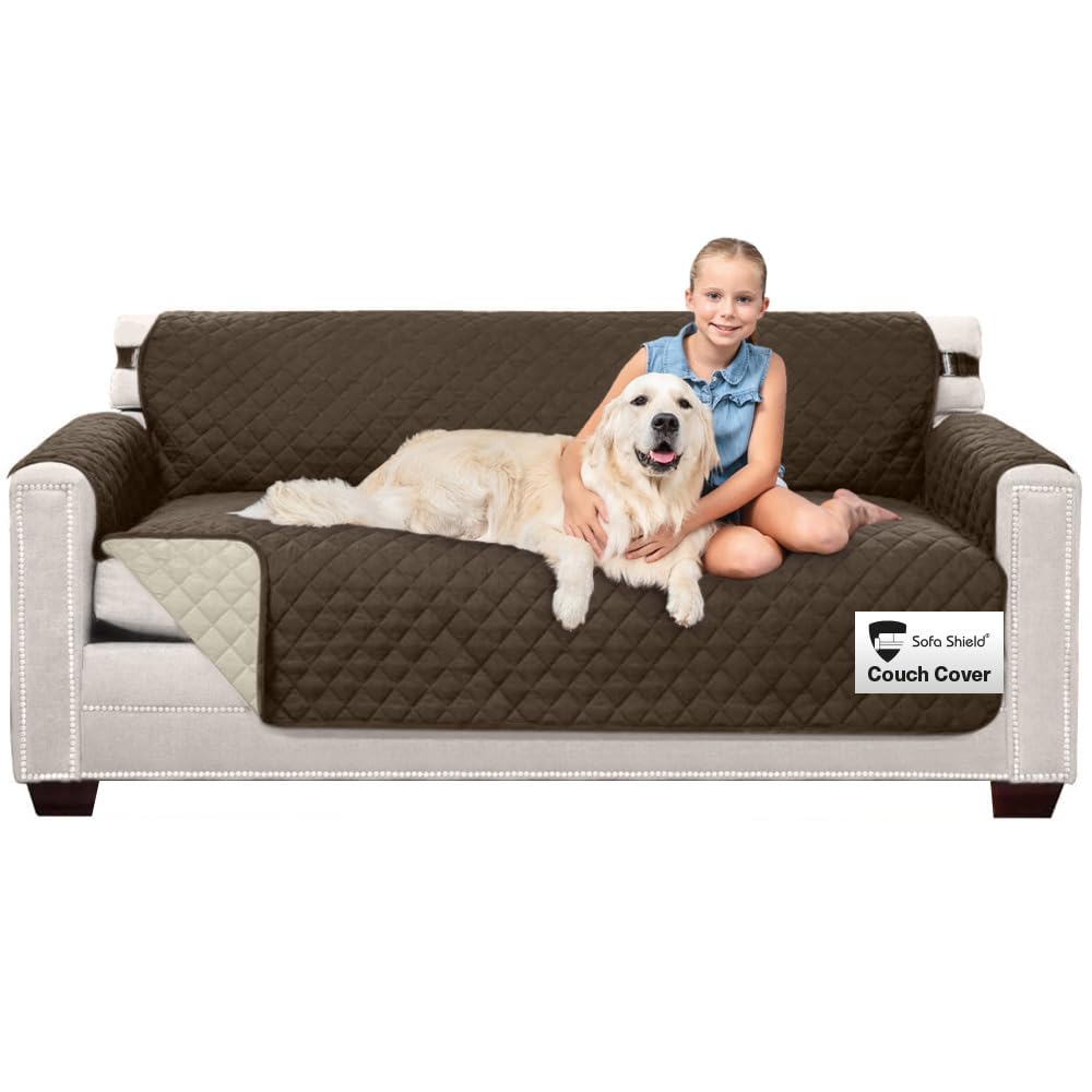 The Original SOFA SHIELD Reversible Furniture Protector, Features Elastic Strap, Sofa, Chocolate/Beige by Sofa Shield