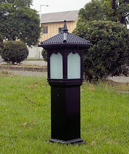 Farol negro para exteriores con vidrio esmerilado impermeable para jardín, patio, barandilla, elegante lámpara exterior.