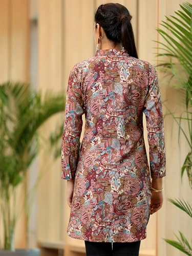 Image of Printed Silk Blend Straight Kurti Suit