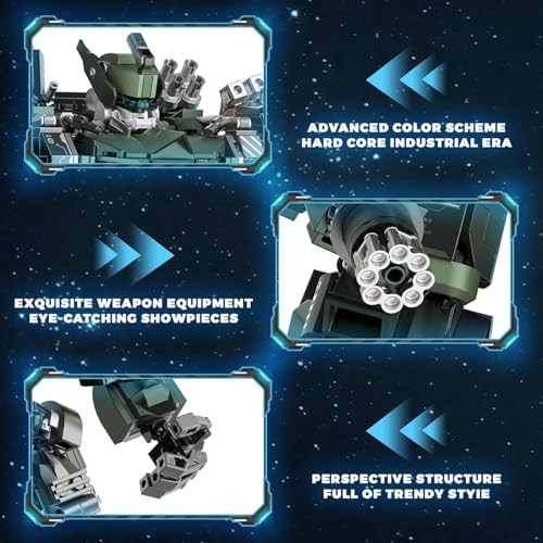 Image of SKY LINE OCEAN Large Mech Robot Building Blocks Set (1403+ PCS) | Motorized Industrial Style Warrior Model with Weapons | Fully Articulated Collectible for Ages 14+ | 5 Year Structural Warranty