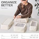 Aerotrunk Compression Packing Cubes for Travel - Luggage Organizer Bags - Double Zipper Packing Cubes for Suitcases (4-Pack, Beige) - Image 3