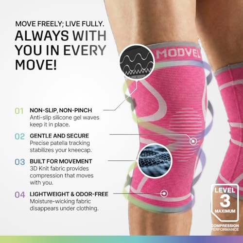 Image of Modvel 2 Pack Knee Brace for Women - Knee Support for Walking, Knee Compression Sleeves for Pain Relief, Knee Sleeves for Women, Knee Brace for Sports, Workouts & Arthritis