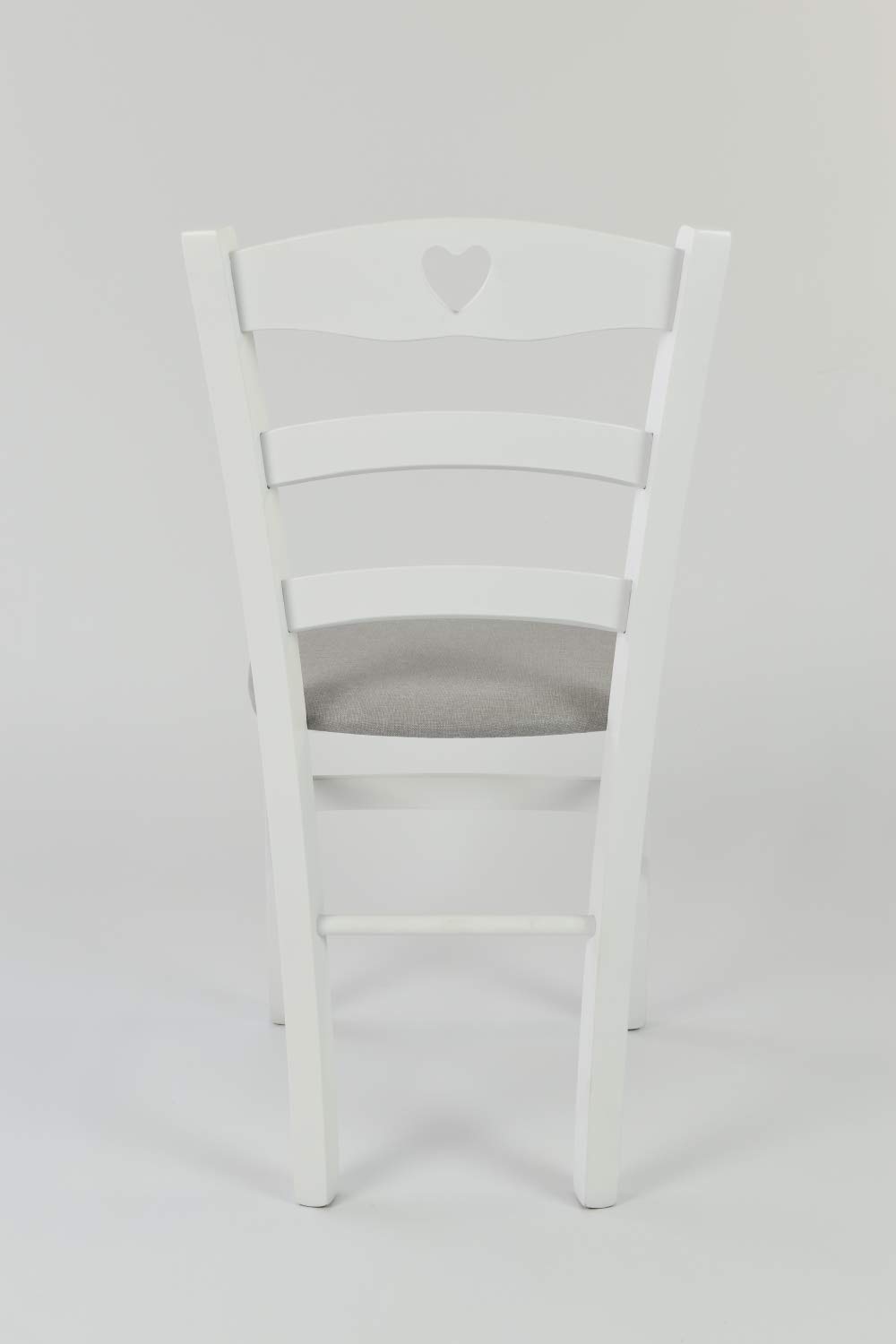 t m c s Tommychairs - Set 4 sedie modello Cuore per cucina bar e sala da pranzo, robusta struttura in Legno di faggio laccato bianco e seduta rivestita in tessuto colore grigio perla